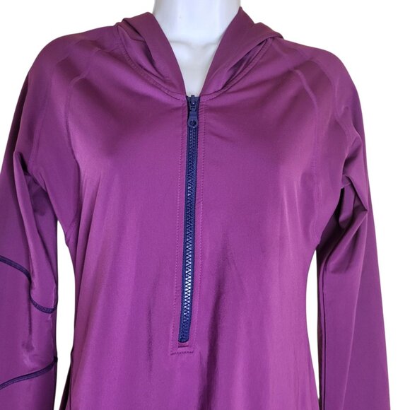 Title Nine Hooded Regulator Dress S Purple Activewear Stretchy Zip-Front - Picture 3 of 6